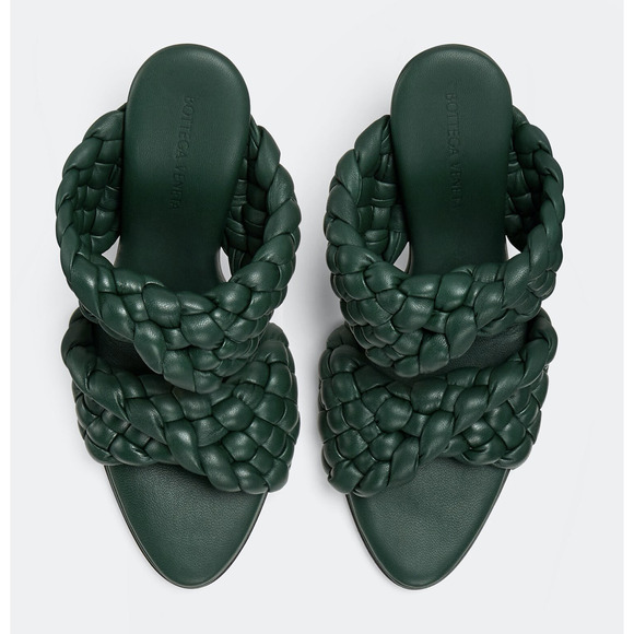 Bottega Veneta Curve Padded Green Vert Foncee Leather Sandal Mule Heel Pump 36 - Picture 6 of 12